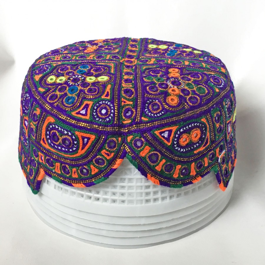 Purple (Bhegani) Mutlicolor Bugti / Balochi Cap or Topi MKC-879